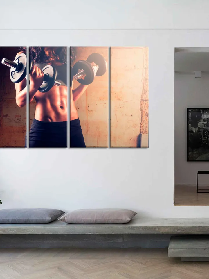 Motivational Fitness canvas print Sports Wall Decor Gym dumbbells wall art Motivation Art Fitness Wall decor woman body art Bodybuilding