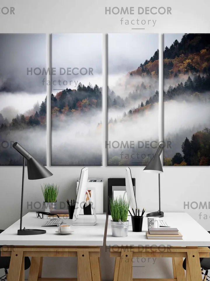 Forest canvas art, forest fog print, enchanted forest, Wall sci-fi Forest , forest photography, Nature modern art, Green Forest Poster