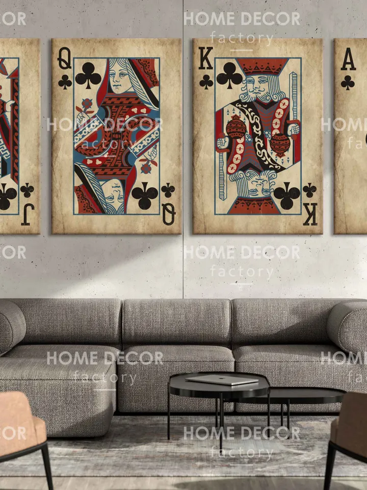 King & Queen Set black card suit Poker playing card print Poker art Casino print Poker canvas retro Cards canvas Gift to black couple art