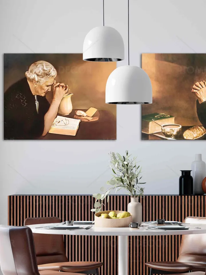 Eric Enstrom Gratitude and Grace praying Hands Religion Gold Print Over Bread Pray To Jesus Print Picture Artwork Elderly People praying