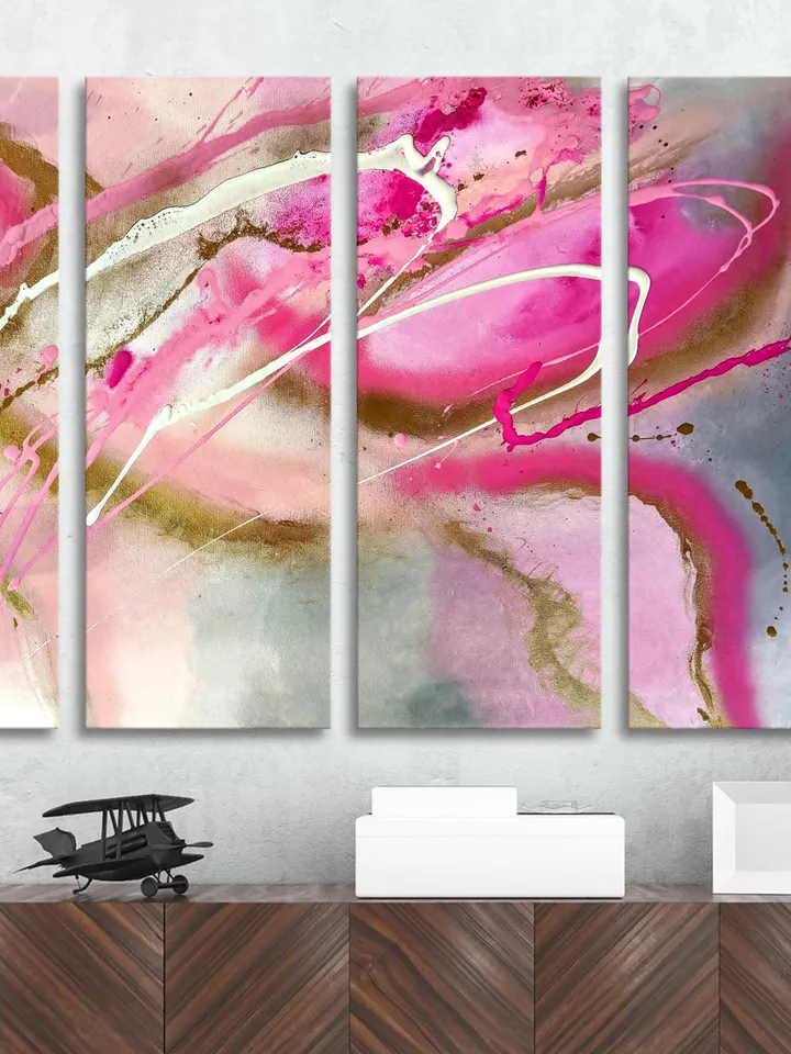Pink Marble print, Pink Abstract Wall Art, Marble Trendy Style, Abstract Fluid Art, Beautiful Artwork, Luxury Wall Art, Print Canvas Set