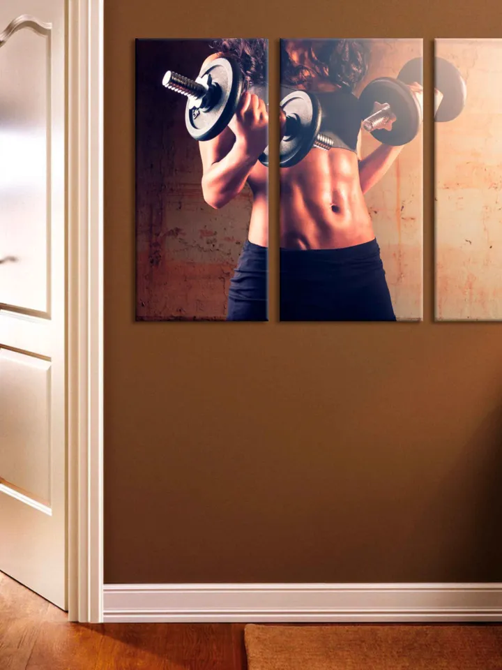Motivational Fitness canvas print Sports Wall Decor Gym dumbbells wall art Motivation Art Fitness Wall decor woman body art Bodybuilding