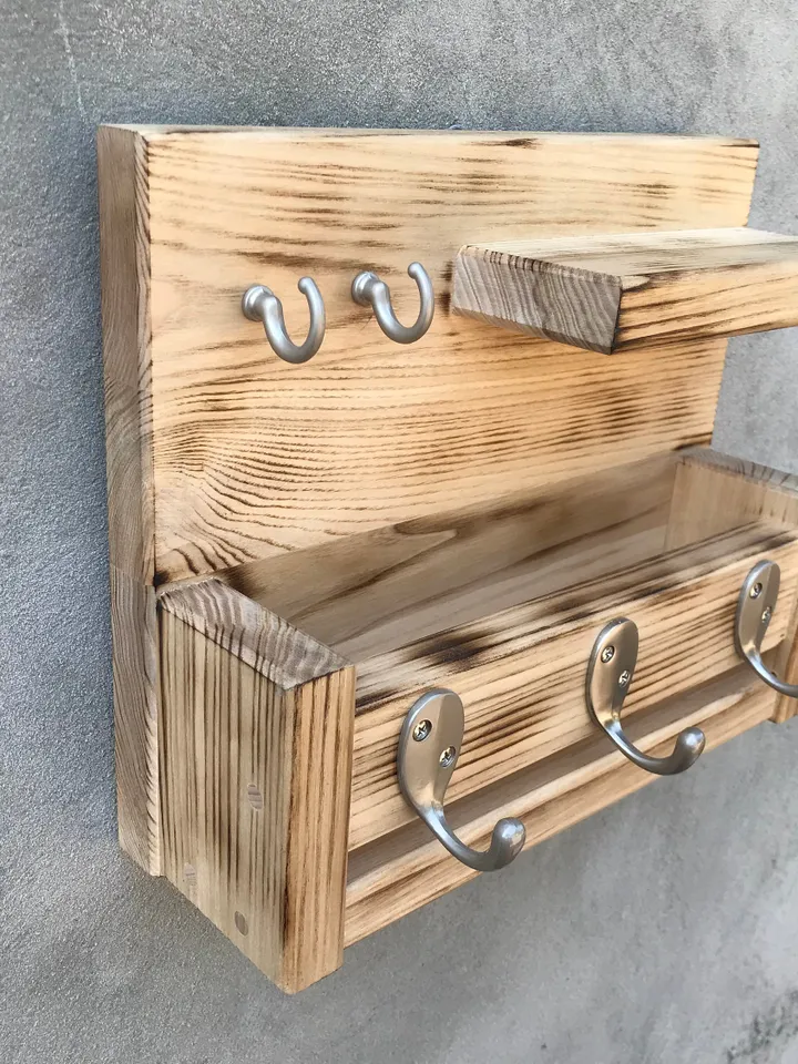 Handmade wooden mail organizer Rustic organizer Rustic Shelving Timber Boards Reclaimed Sanded Scaffold Board Wooden Shelf Farmhouse Decor