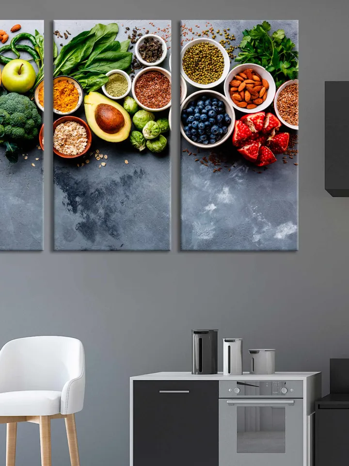 Fruit Kitchen Art Fruits And Vegetable Health Food Kitchen Decor Vegan Food Fresh Food Organic Food Food Art Canvas Wall Art Vegan Food Gift