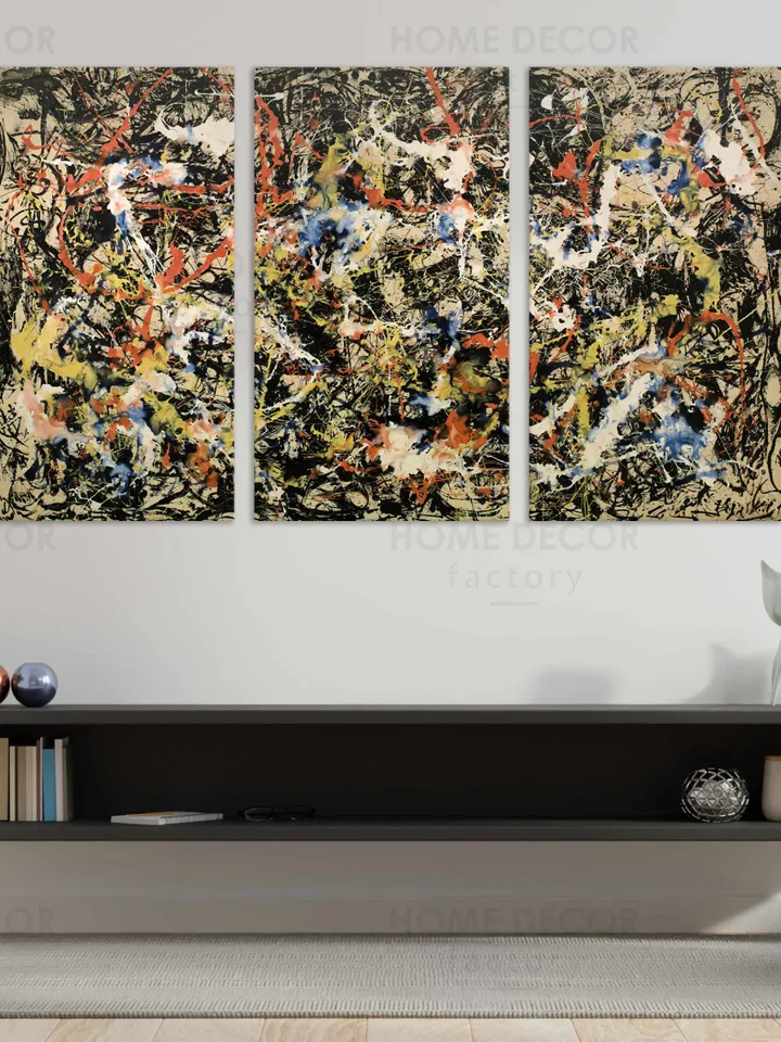 Abstract Canvas Print, Modern Wall Decor, Jackson Pollock Style Wall Art, Reproduction Print Midcentury modern wall art Convergence