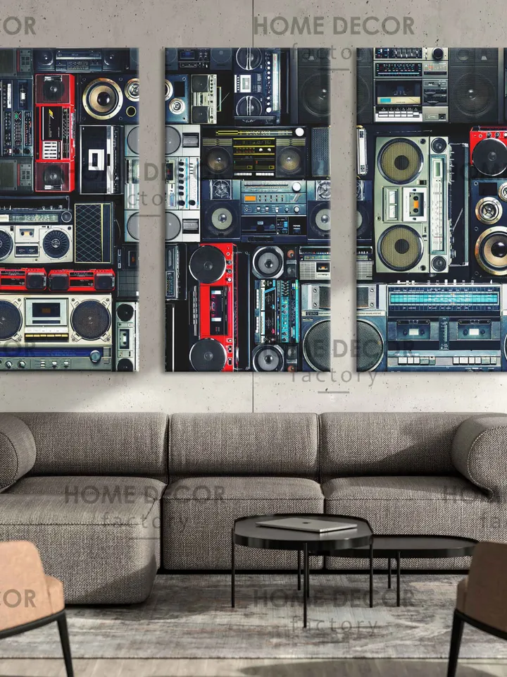 Retro boombox 80s canvas photo print Wall Art Boombox Wall Art Canvas Cassette Boombox Poster Street art decor Large Canvas Print Vintage