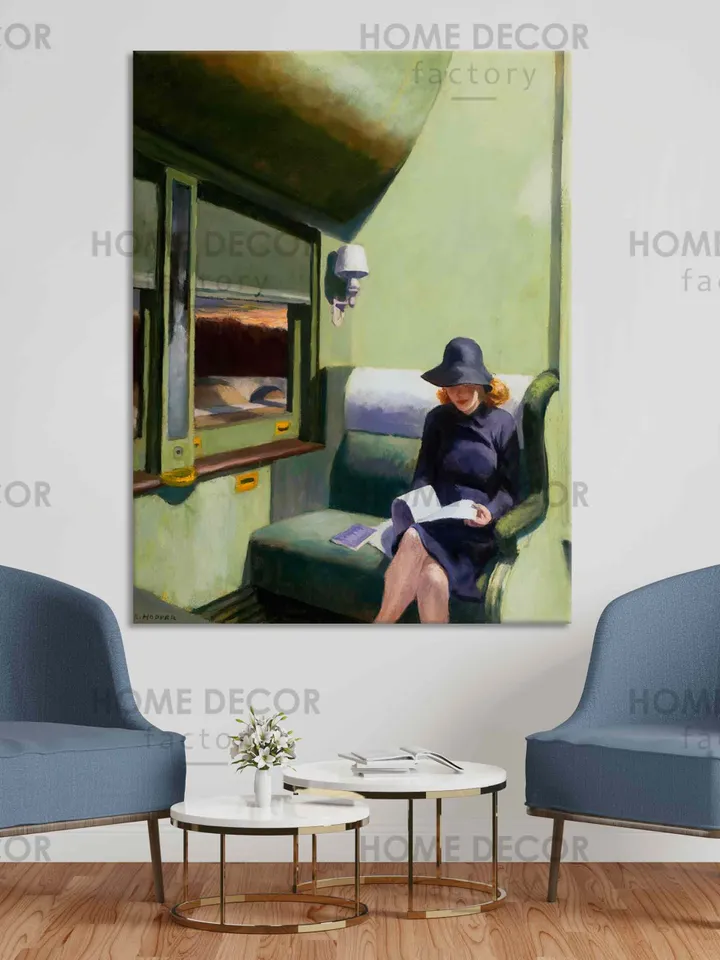Edward Hopper Compartment C, Car 193 Canvas Print Reproduction Vintage Poster Retro Edward Hopper Painting print Hopper Compartment C Art