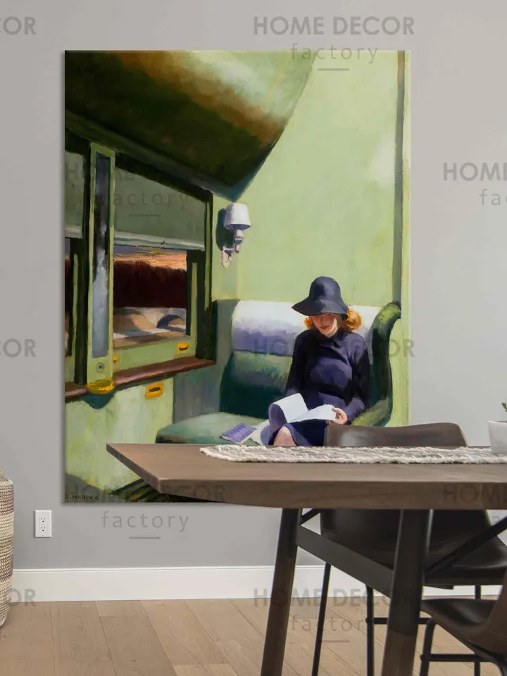 Edward Hopper Compartment C, Car 193 Canvas Print Reproduction Vintage Poster Retro Edward Hopper Painting print Hopper Compartment C Art