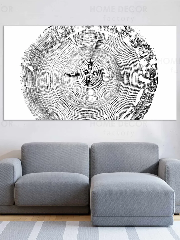 Tree ring Black and White minimalist print, woodcut print, Nature Tree wall art, framed picture Botanical tree, Tree Rings art Decor