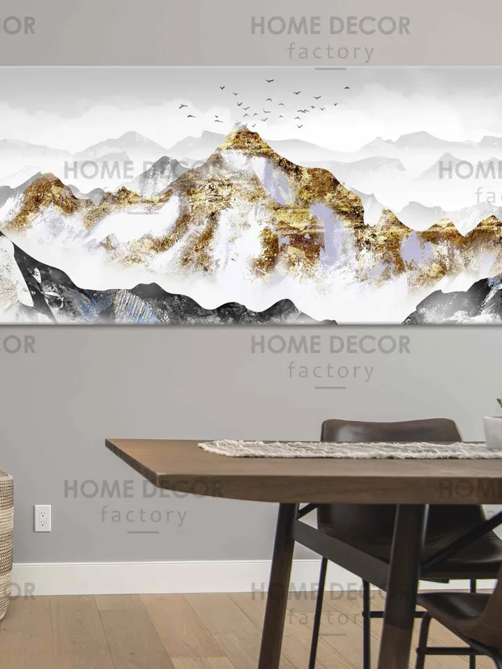 Gold mountains Abstract Canvas Art Wall art Printing Japanese wall art Golden mountains Nature wall artHome Decor mountain art print Zen art