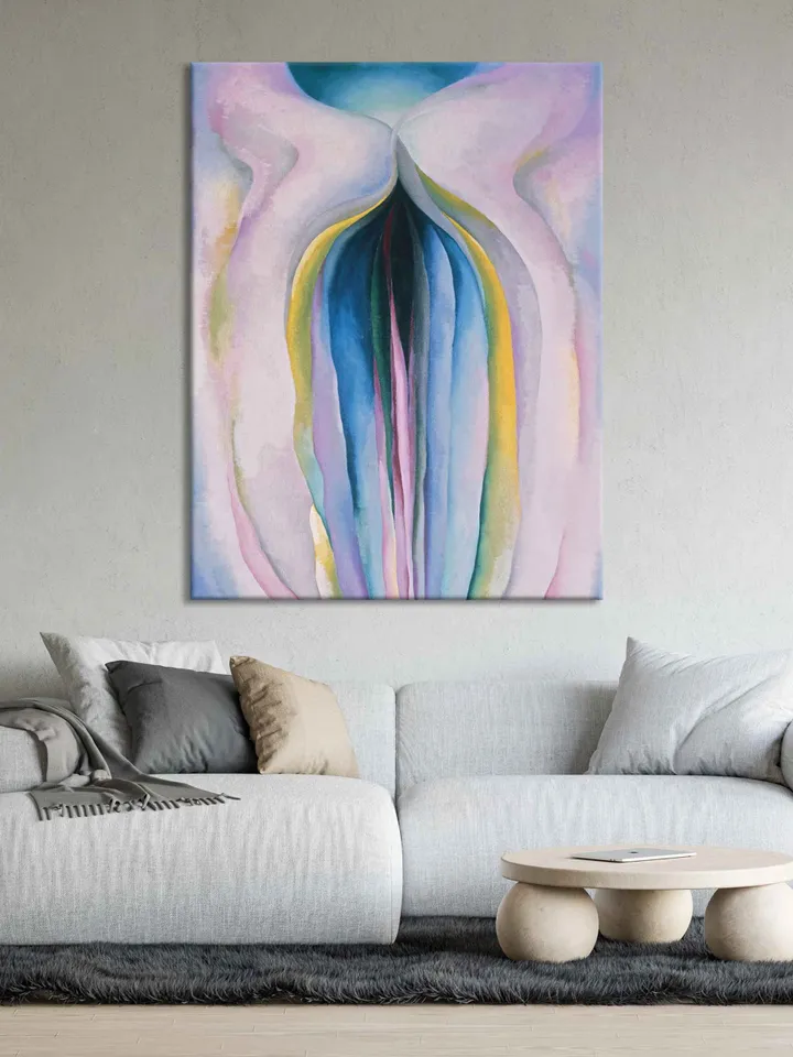 Georgia Okeeffe print Erotic flower Yoni art Erotic print Vulva art print Female decor Floral female Fine Art reprint Botanica art pink iris