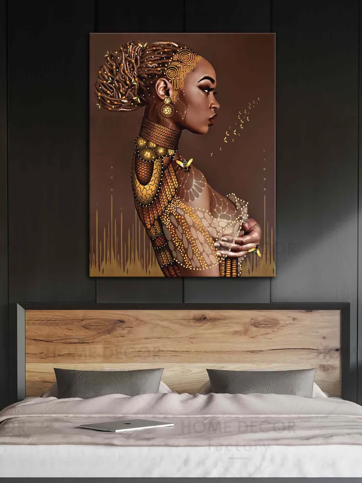 African Black Woman Modern Black African Woman Canvas Wall Art Black Girl Black poster Abstract African Girl Canvas African Art Wall Art