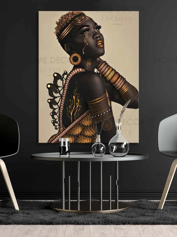 Afro Queen Wall art Modern Black African Woman Canvas Wall Art Black Girl Black poster Abstract African Girl Canvas African Art Wall Art