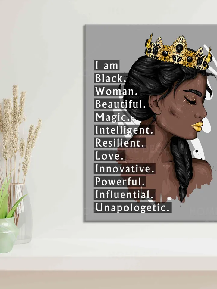 African American Queen Canvas Black Lives Matter Girl I Am Black Woman Canvas Wall Art Black Girl Black poster Quote Feminism Poster