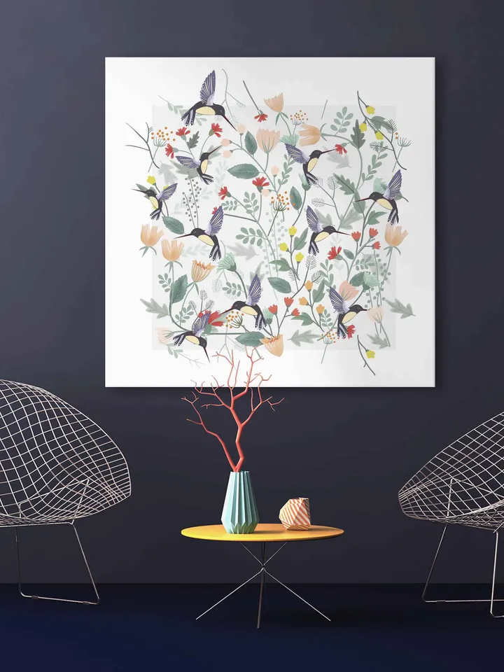Colibri Drawing print art, Hummingbird botanical Illustration, Bird Art Print, Canvas Hummingbirds set Home Decor, birds illustration print