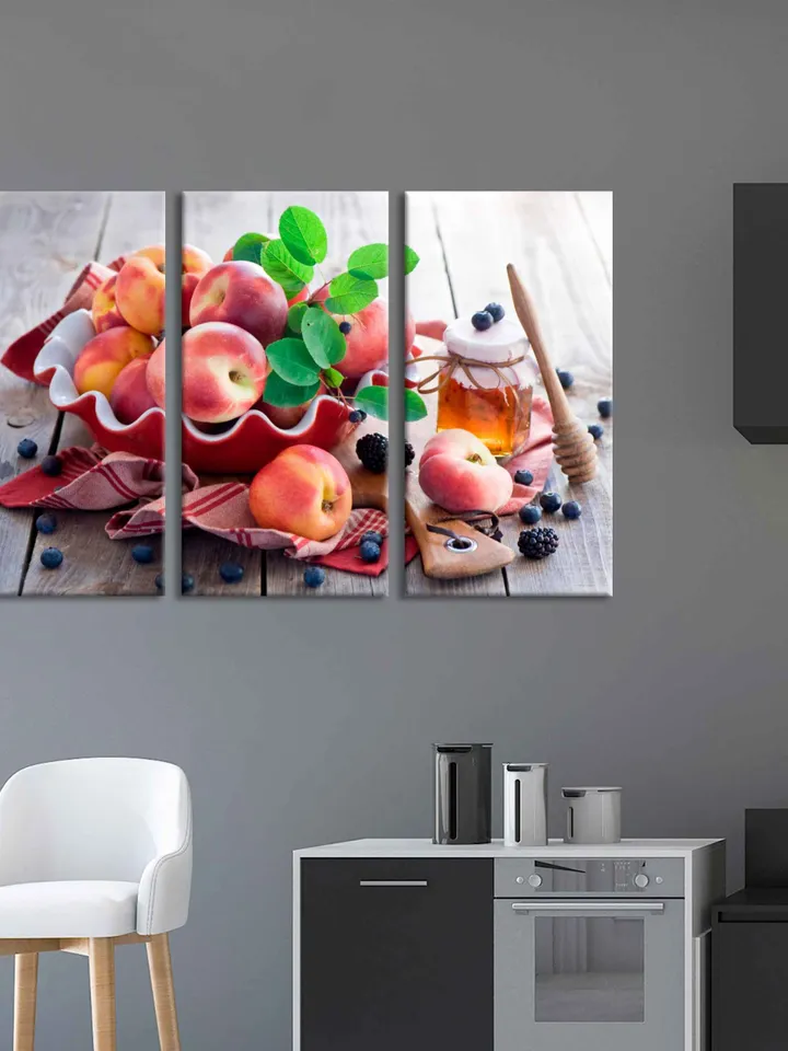 Tropical Fruits wall art Peaches wall decor Dining Room Home wall decor Print Set for Kitchen Decor Cafe Shop art Decor Fruits Kitchen Decor