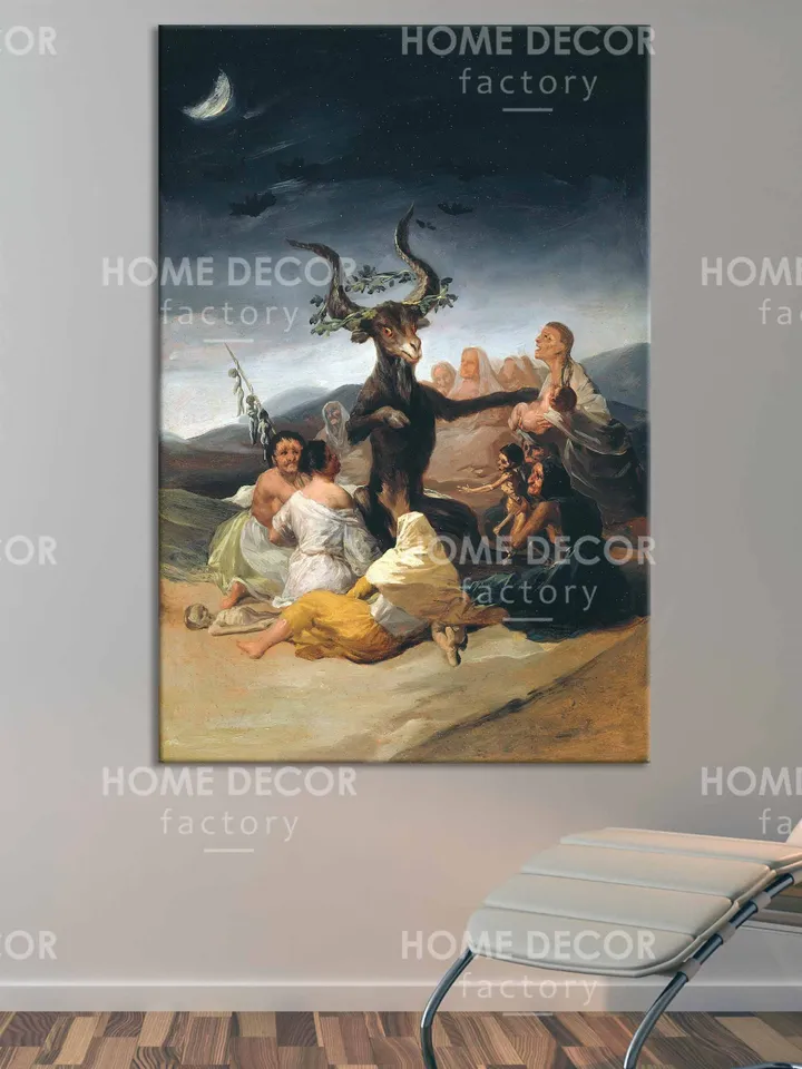 Witches Of Sabbath Francisco Goya Print Poster Dark art print, creepy demon old painting Francisco Goya reproduction macabre, vintage art