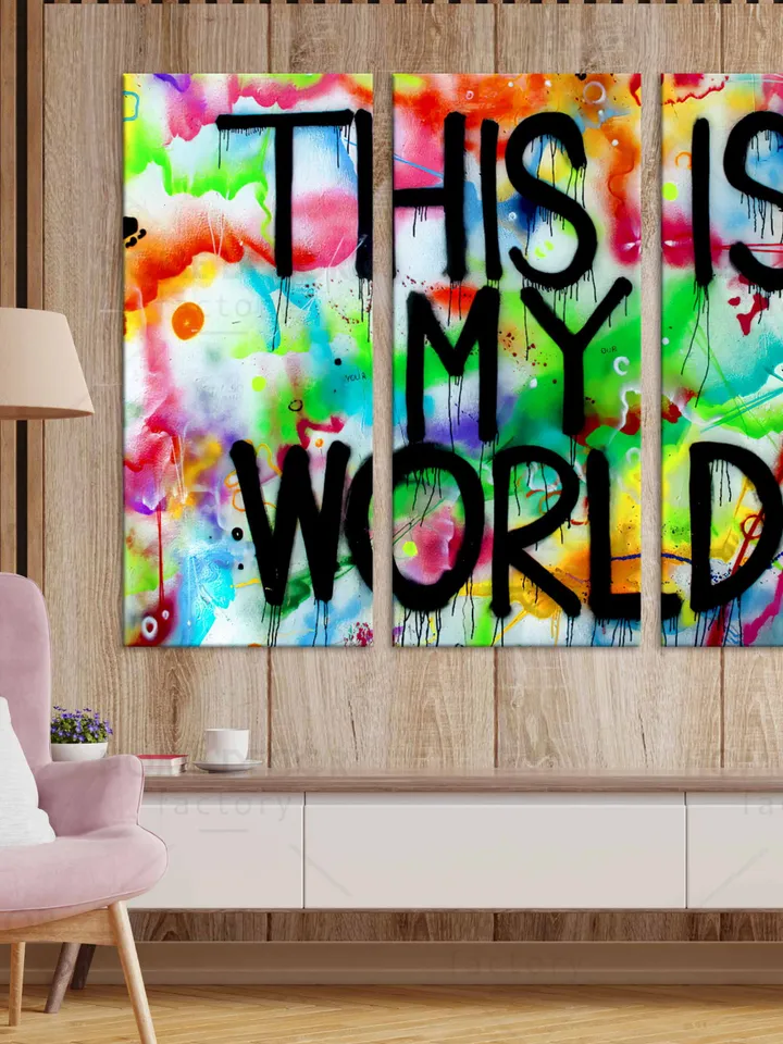 This is my world quote canvas print, Contemporary graffiti wall Art street art quote decor for the office print graffiti motivational quote