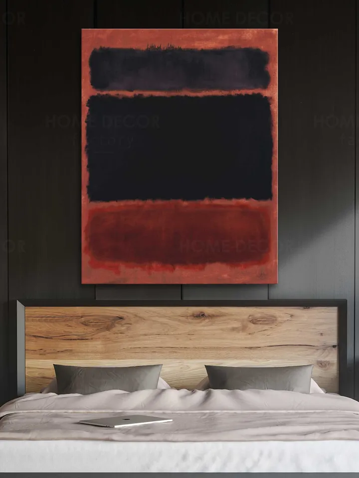 Mark Rothko 1957 black in deep red mark Canvas print Abstract minimalism painting Abstract expressionism Rothko poster Modern wall decor
