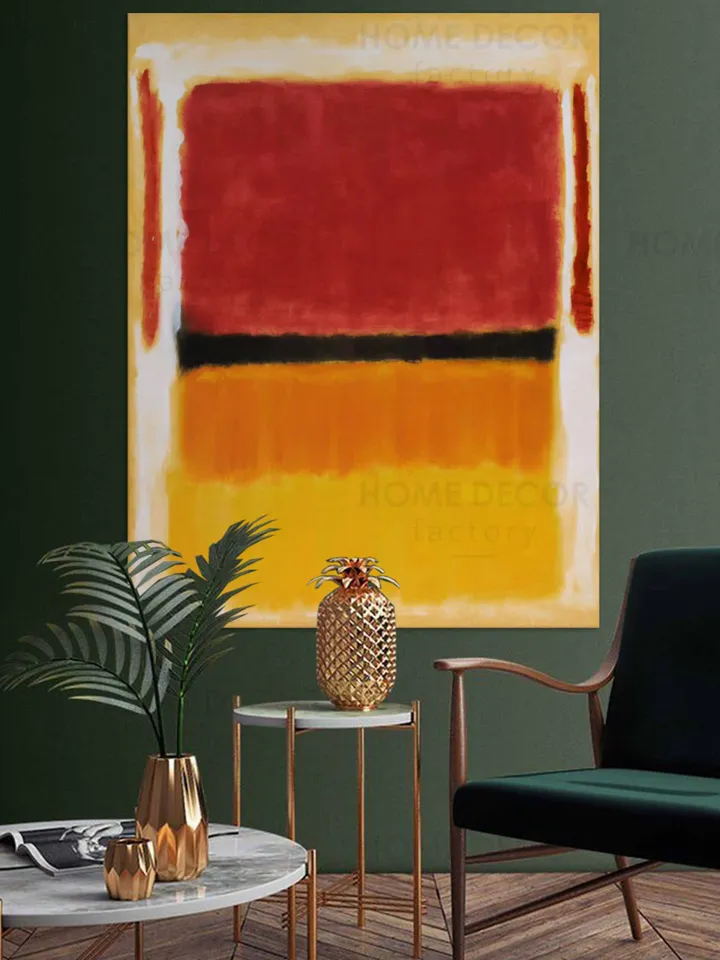 Floating frame Mark Rothko Black, Orange, Yellow, Red on white and red Paintings Abstract wall art Modern wall art Decor for Living Room