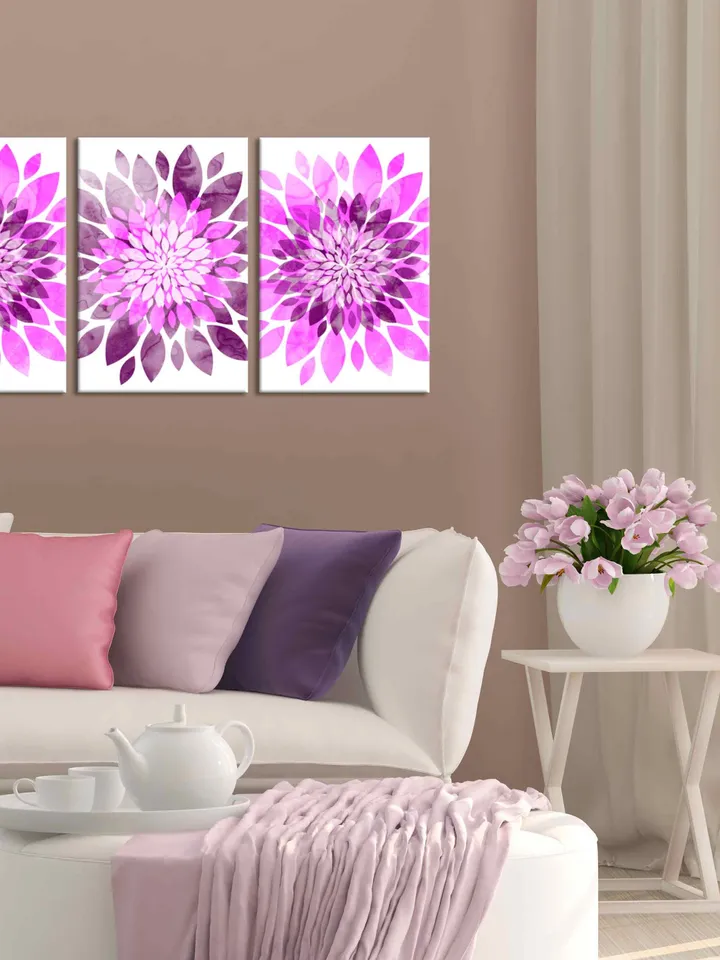 Abstract blue Flower bursts art Watercolor Flower White and pink art print Geometric flower wall art home decor Dining room kitchen wall art
