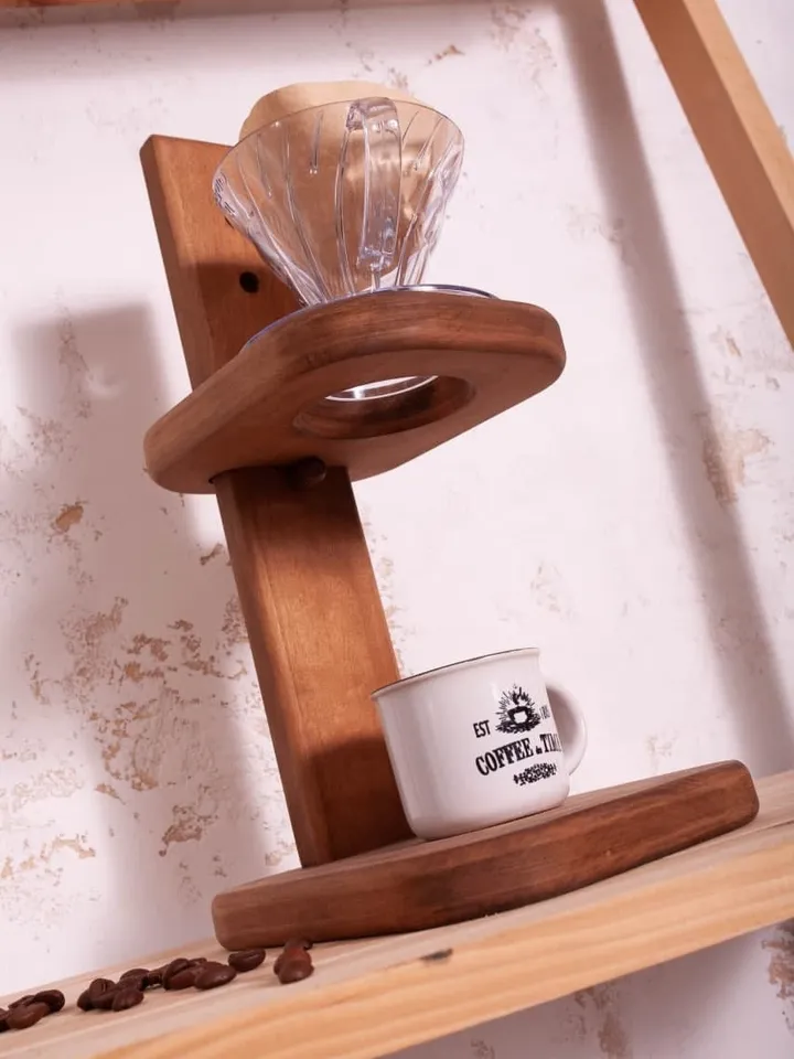 Wooden Pour Over Coffee Stand Handmade coffee drip wood stand with filter Modern Style Wooden Drip Stand Coffee Pour Over Stand Designs