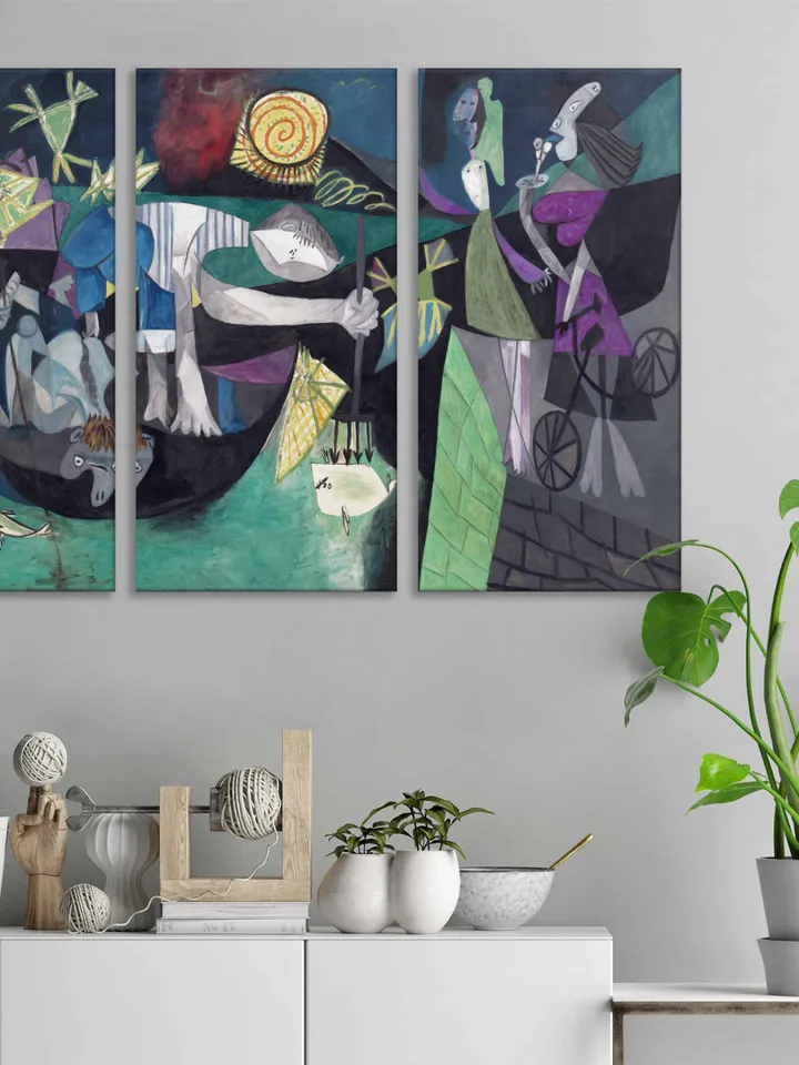 Pablo Picasso Night Fishing at Antibes fine reproduction Living Room Art Pablo Picasso Reproduction print Exhibition Poster