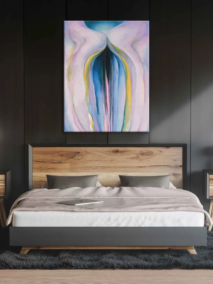 Georgia Okeeffe print Erotic flower Yoni art Erotic print Vulva art print Female decor Floral female Fine Art reprint Botanica art pink iris