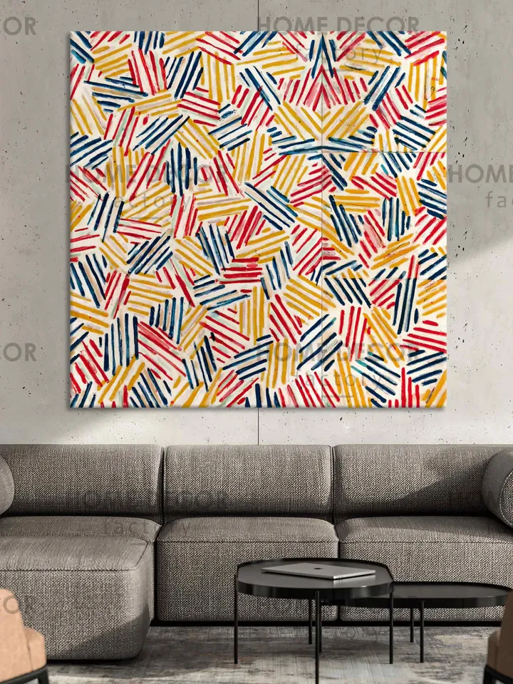 Jasper Johns Corpse Mirror, Vintage Exhibition Poster, Exhibition Poster, Color Stripes Decor, Pop-Art Canvas, Wall Art Decor, Abstract art