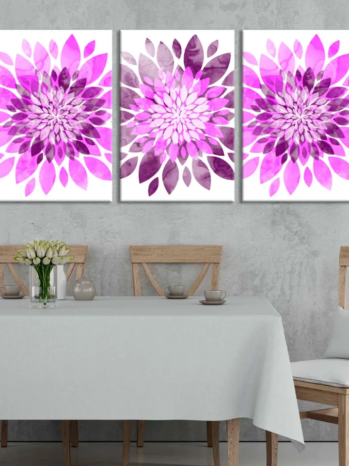 Abstract blue Flower bursts art Watercolor Flower White and pink art print Geometric flower wall art home decor Dining room kitchen wall art
