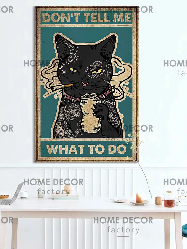 Vintage Ad Cat Poster, Don't Tell Me What To Do, Angry Cat, Wall Art Poster Print, Black cat poster, Cat lovers gift, Ready To Hang, Art