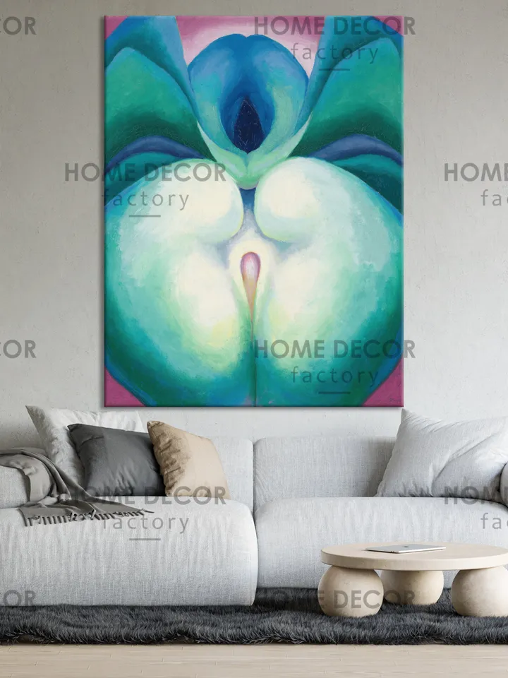 Georgia Okeeffe print Erotic flower Yoni art Erotic print Vulva art print Female decor Apple female Fine Art reprint Blue iris Botanica art