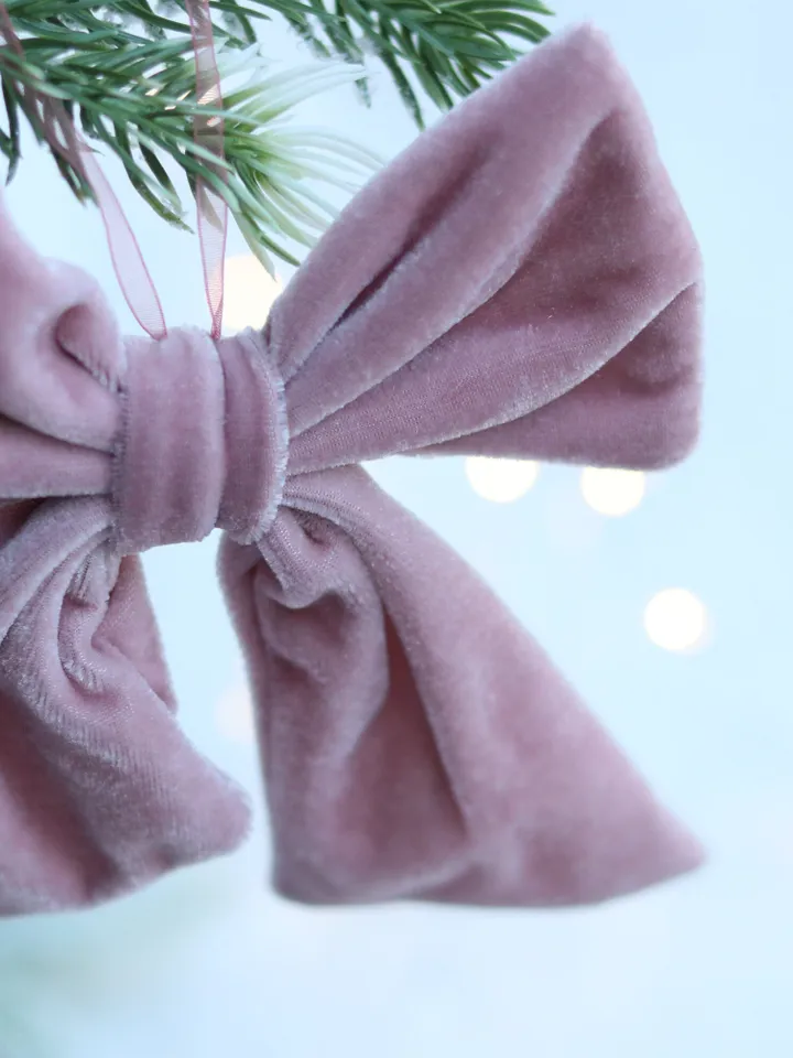 Christmas velvet tree bow decor Xmas bows decoration pink, burgundy, cranberry red