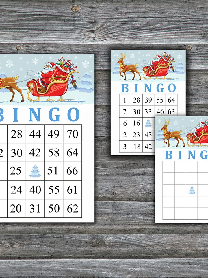 Santa carriage bingo game card,Christmas bingo game card,Christmas Bingo Printable,Holiday Bingo,INSTANT DOWNLOAD-95