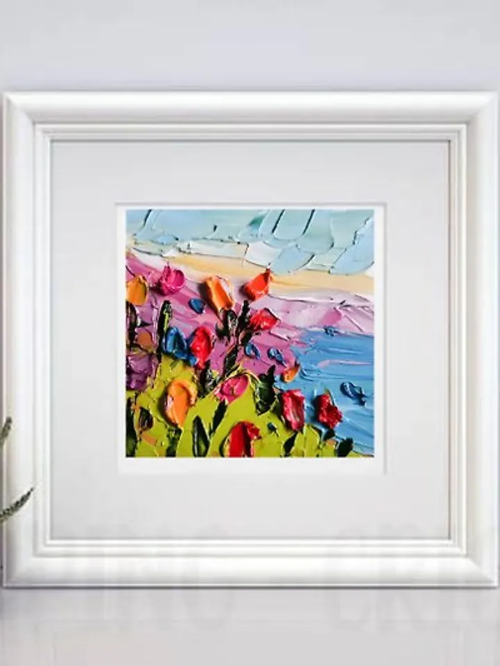 California Poppy Painting 油畫原作 Original Art 手工油畫 Small Oil Painting 油畫 by Verafe