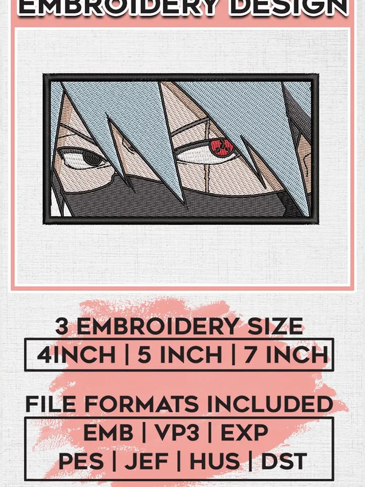 Kakashi eyes embroidery design, Naruto embroidery, Anime design, Embroidery shirt,Embroidery file,Digital download EMB_ANIME_81