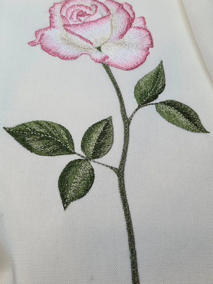 Machine embroidery design in art stitch technique “Beautiful Rose”