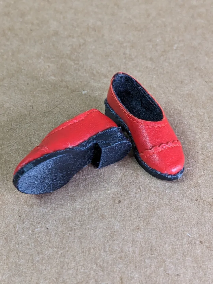 Handmade red & black leather Oxford shoes for 16-inch Integrity dolls (FR16)