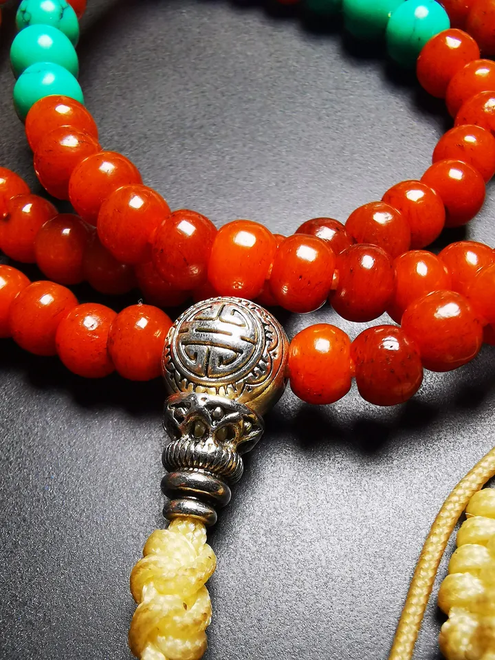 Gandhanra Hand-carved Tibetan Yak Bone Mala Beads Necklace,Small Prayer Beads Bracelet for Women
