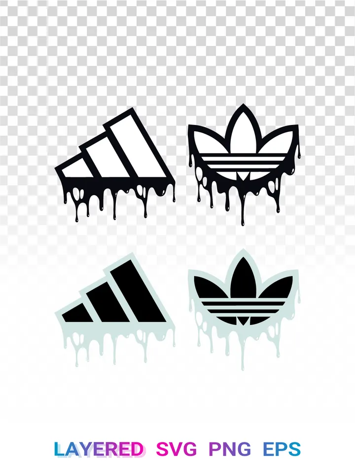 Adidas Dripping Logo SVG PNG, Trefoil Three Stripes Cricut