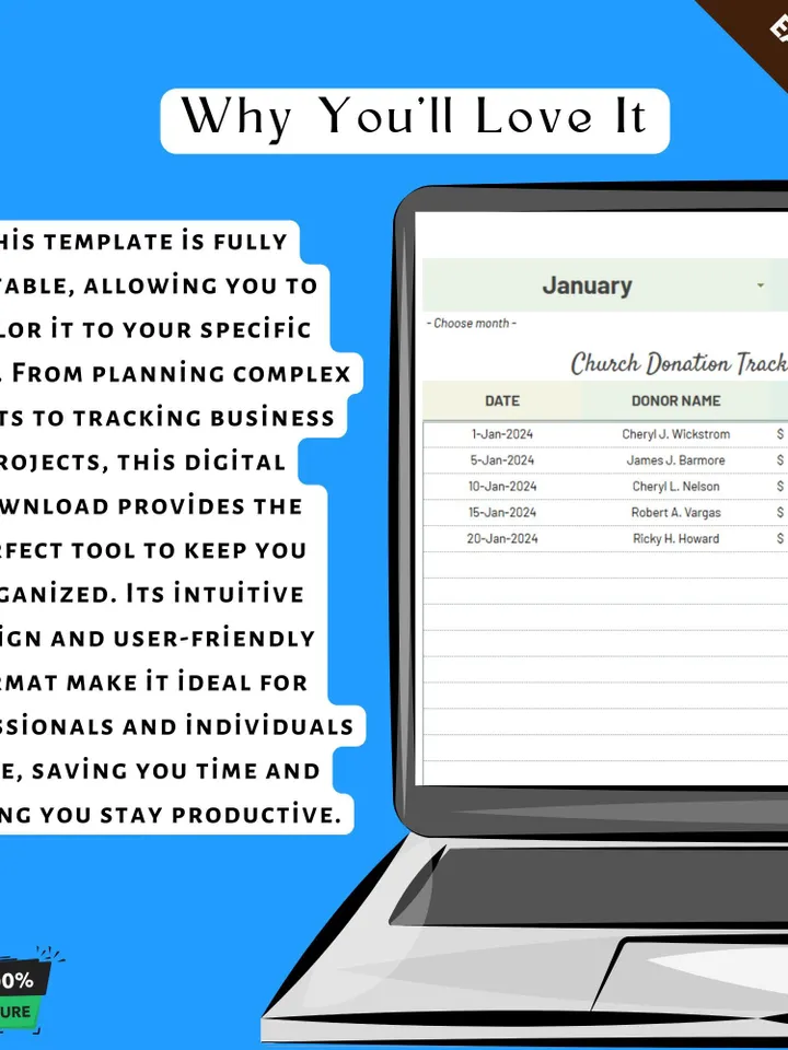 Church Donation Tracker Template, Editable Google Sheets, Tithes and Offering Management