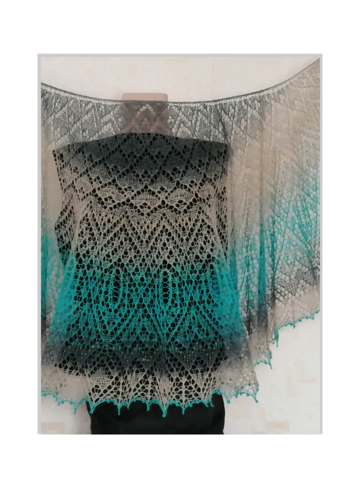 Wool Gradient Shawl, lace shawl, shawl, soft shawl, gradient semi-circular shawl