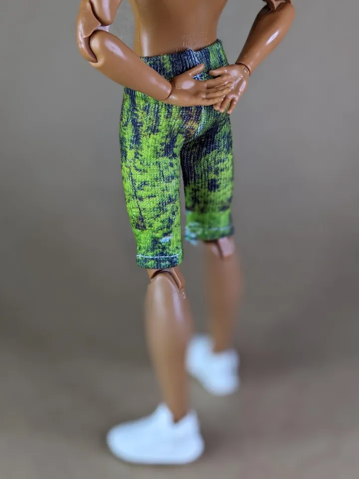 Natural printed elastic long shorts for 12-inch fashion male dolls