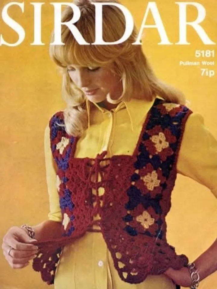 Waistcoat granny squares crochet pattern, waistcoat women crochet pattern pdf