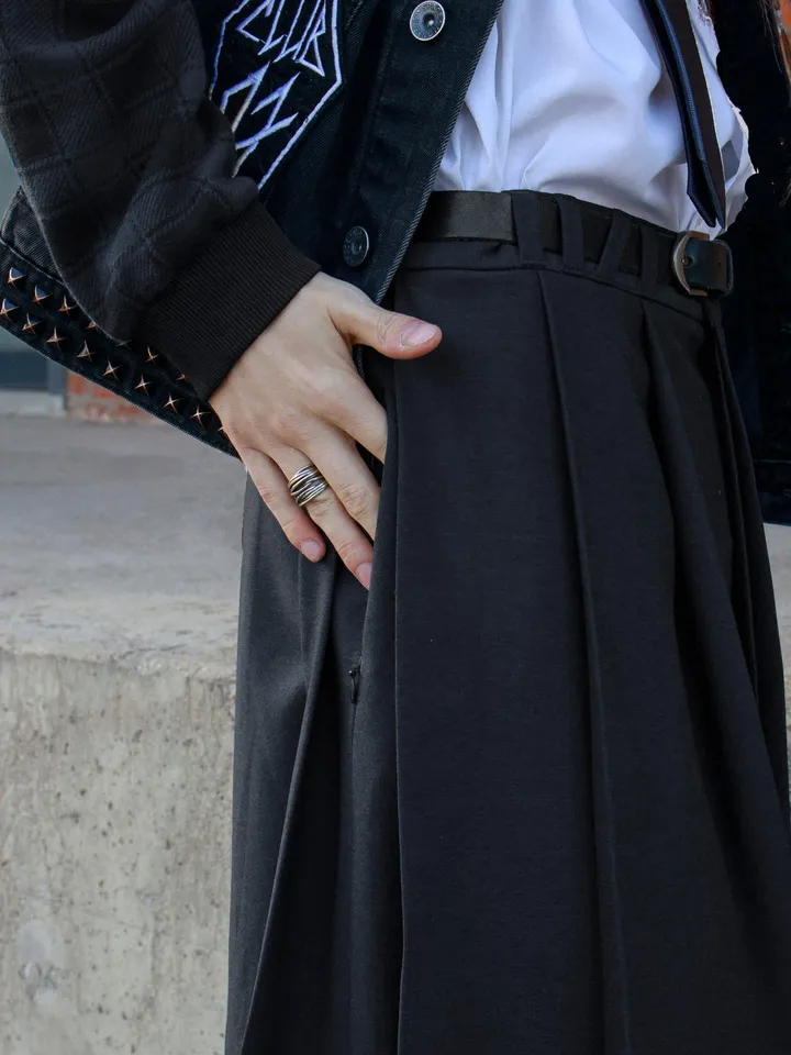 Men's "School Mood" asymmetrical pleated skirt \ Men's skirt \ kilt