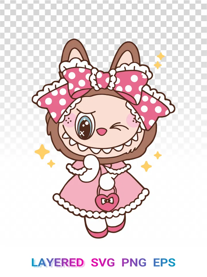 Labubu Maid PNG SVG, Kawaii Monster Costume, POP MART Cute