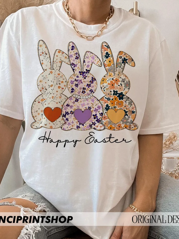 Spring Boho Floral Easter Bunny png, Boho Easter png, Easter png, Happy Easter png, Easter Rabbit png, Retro Easter png, Spring png, Boho