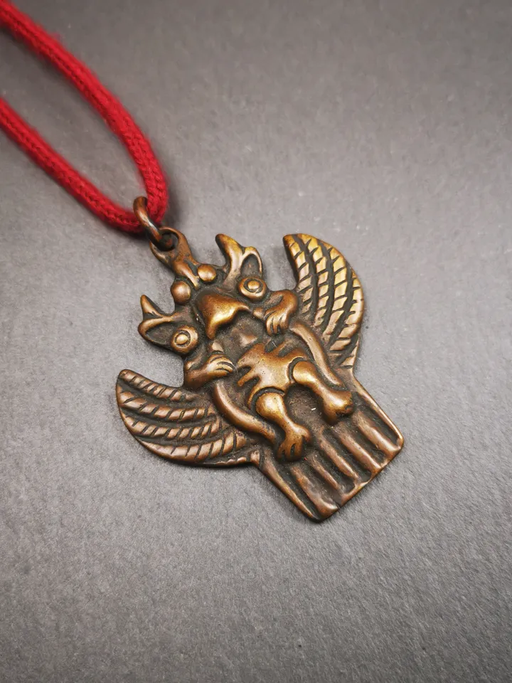 Gandhanra Antique Tibetan Buddhist Amulet,Garuda,Garula,Suparna,Golden-winged Bird Pendant,Made of Copper