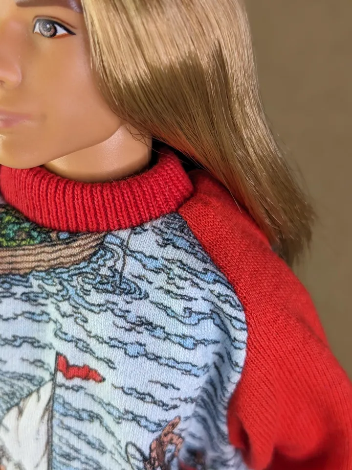 Handmade red & blue casual set (longsleeve, pants) for 12-inch fashion male dolls