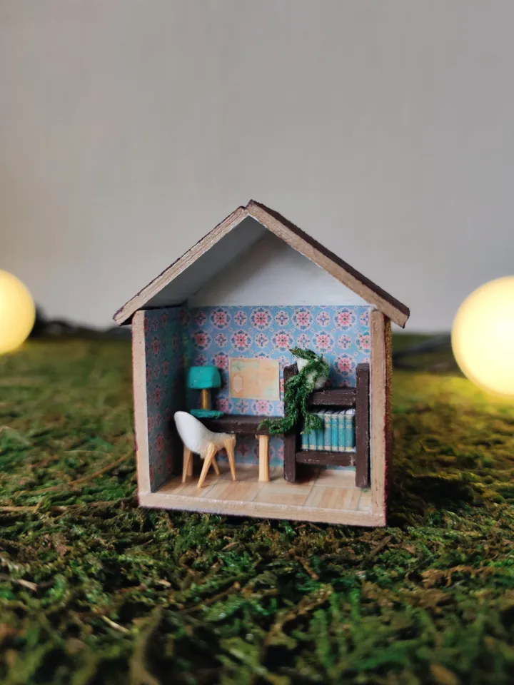 Micro Cabinet Miniature Doll House With Furniture scale 1/100